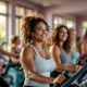 Diverse vrouwen trainen samen op hydraulische fitnessapparatuur in moderne Curves sportschool met natuurlijk licht