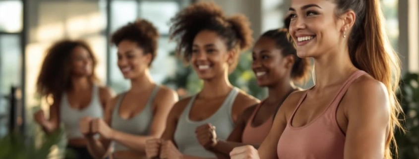 Diverse vrouwen van verschillende leeftijden doen samen krachttraining in moderne sportschool met natuurlijk licht