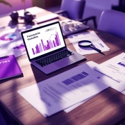 Professionele franchise-evaluatie met financiële grafieken, contracten en laptop op conferentietafel in moderne kantooromgeving
