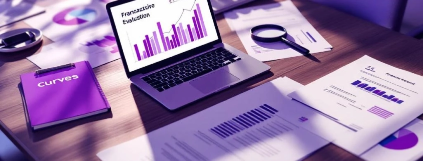 Professionele franchise-evaluatie met financiële grafieken, contracten en laptop op conferentietafel in moderne kantooromgeving